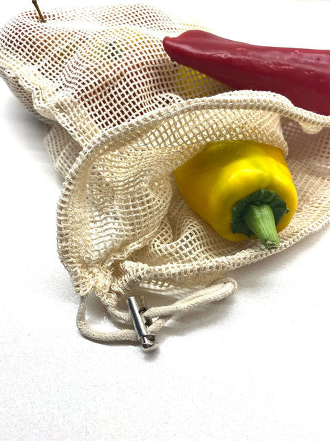 Eco Mesh Bag (set de 3) en coton bio | Sac réutilisable | Sac en filet