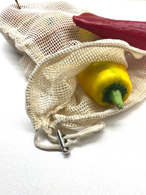 Eco Mesh Bag (set de 3) en coton bio | Sac réutilisable | Sac en filet